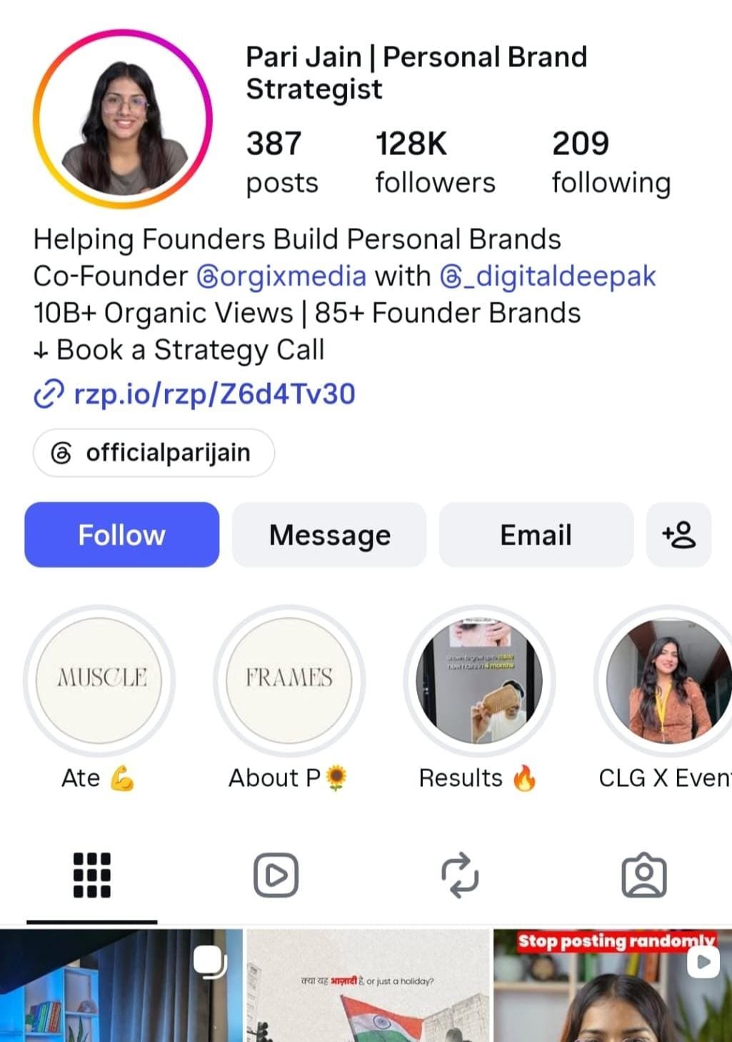 Pari Jain — Instagram growth with Orgix Media